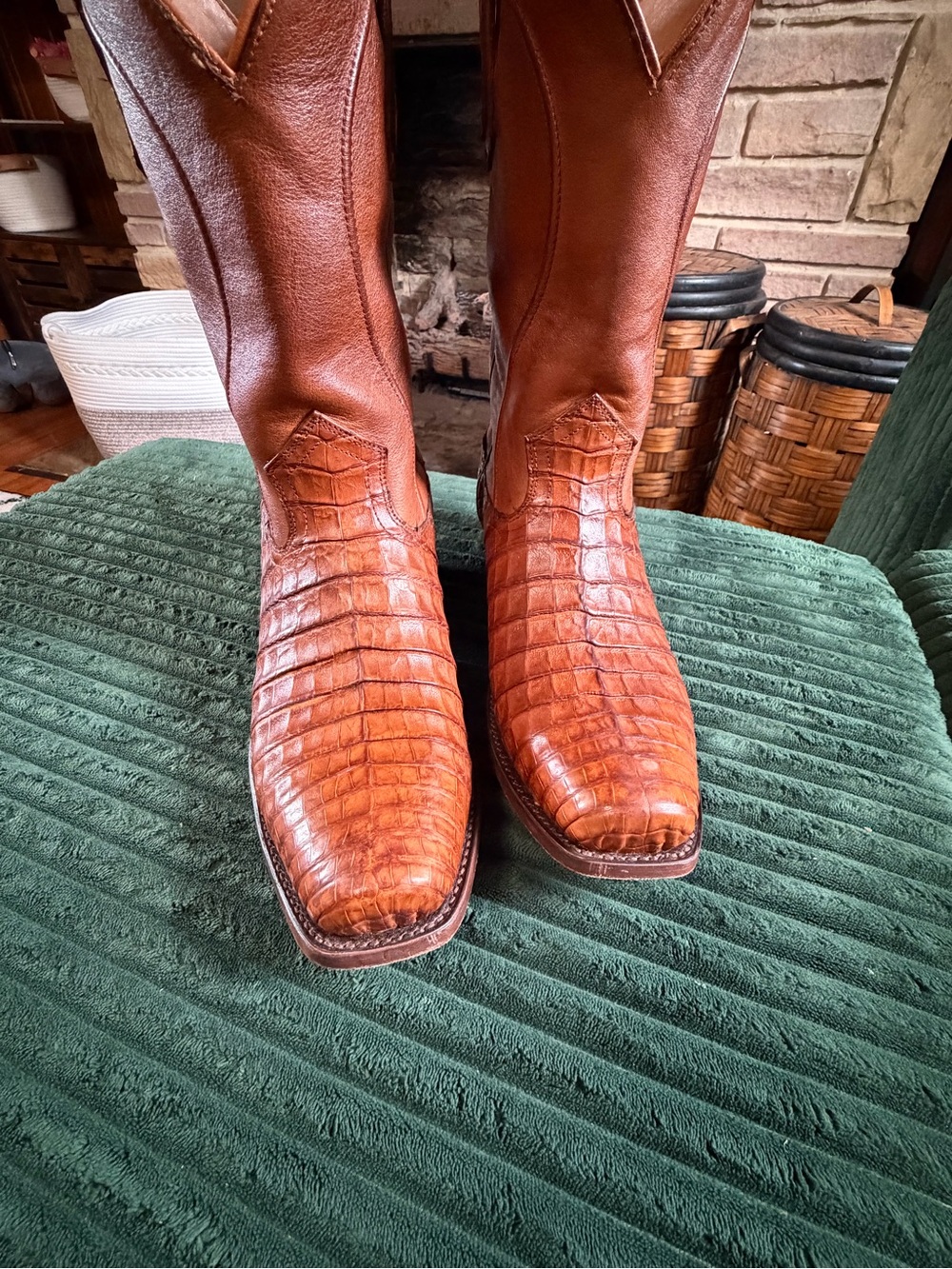 Men's Croc-Embossed Tan Western Boots Cody James